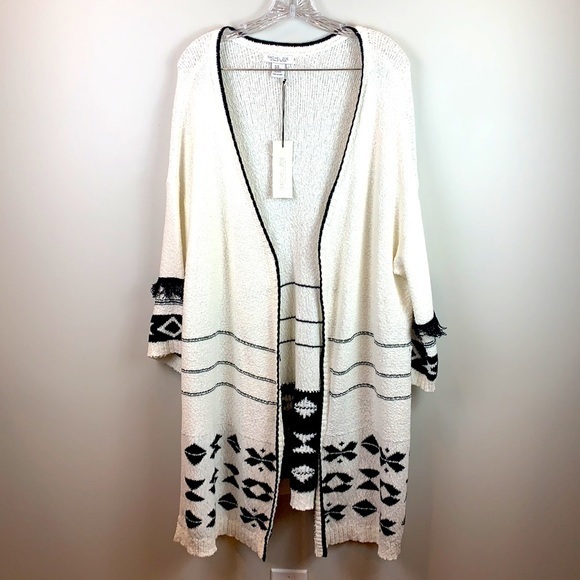 Rachel Zoe Aztec Tribal Print Open Front Cardigan - Picture 2 of 7